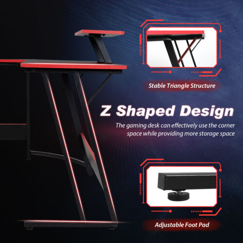 L Shaped Desk Corner Gaming Desk Computer Desk with Large Desktop Work Place - Image 3