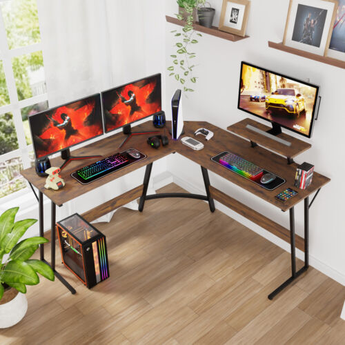 L Shaped Desk Corner Gaming Desk Computer Desk with Large Desktop Work Place - Image 14