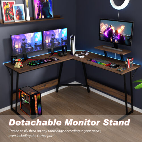 L Shaped Desk Corner Gaming Desk Computer Desk with Large Desktop Work Place - Image 20