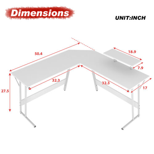 L Shaped Desk Corner Gaming Desk Computer Desk with Large Desktop Work Place - Image 40