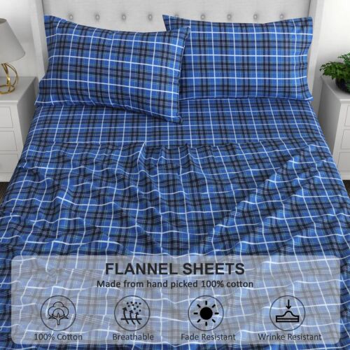 100% Cotton Flannel Sheet Set Deep Pockets Breathable Warm 170 GSM Cozy Soft - Image 8