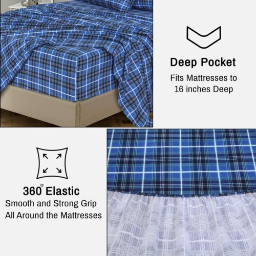 100% Cotton Flannel Sheet Set Deep Pockets Breathable Warm 170 GSM Cozy Soft - Image 9