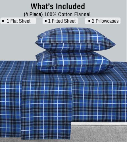 100% Cotton Flannel Sheet Set Deep Pockets Breathable Warm 170 GSM Cozy Soft - Image 11