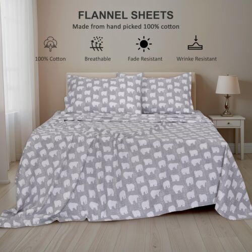 100% Cotton Flannel Sheet Set Deep Pockets Breathable Warm 170 GSM Cozy Soft - Image 25