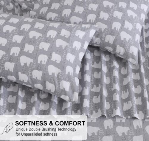100% Cotton Flannel Sheet Set Deep Pockets Breathable Warm 170 GSM Cozy Soft - Image 27