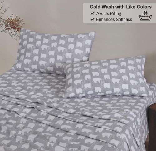 100% Cotton Flannel Sheet Set Deep Pockets Breathable Warm 170 GSM Cozy Soft - Image 28