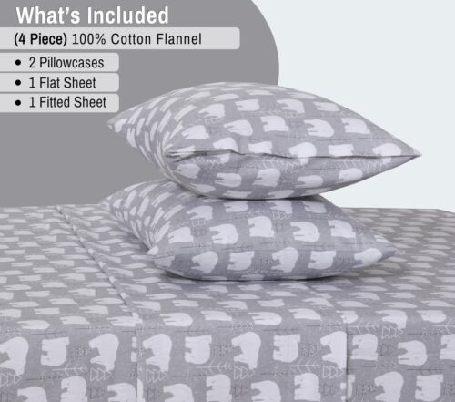 100% Cotton Flannel Sheet Set Deep Pockets Breathable Warm 170 GSM Cozy Soft - Image 30