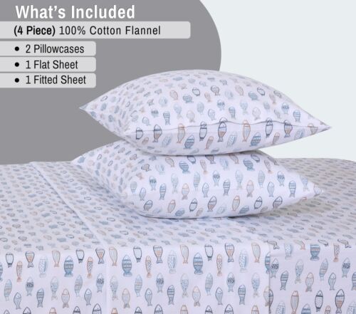 100% Cotton Flannel Sheet Set Deep Pockets Breathable Warm 170 GSM Cozy Soft - Image 33