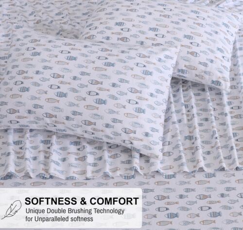 100% Cotton Flannel Sheet Set Deep Pockets Breathable Warm 170 GSM Cozy Soft - Image 34