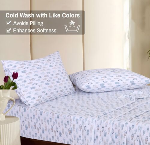 100% Cotton Flannel Sheet Set Deep Pockets Breathable Warm 170 GSM Cozy Soft - Image 38