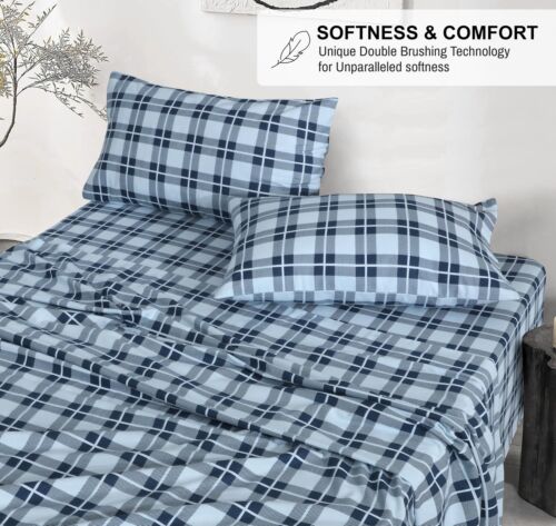 100% Cotton Flannel Sheet Set Deep Pockets Breathable Warm 170 GSM Cozy Soft - Image 42