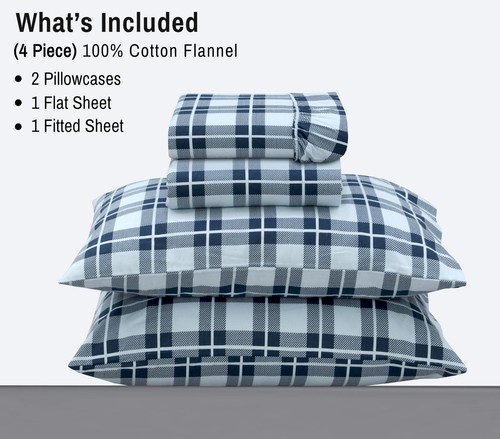 100% Cotton Flannel Sheet Set Deep Pockets Breathable Warm 170 GSM Cozy Soft - Image 44