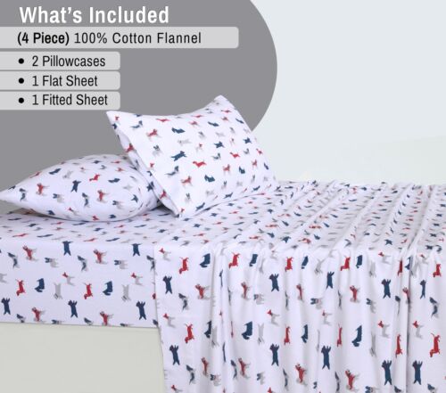 100% Cotton Flannel Sheet Set Deep Pockets Breathable Warm 170 GSM Cozy Soft - Image 51