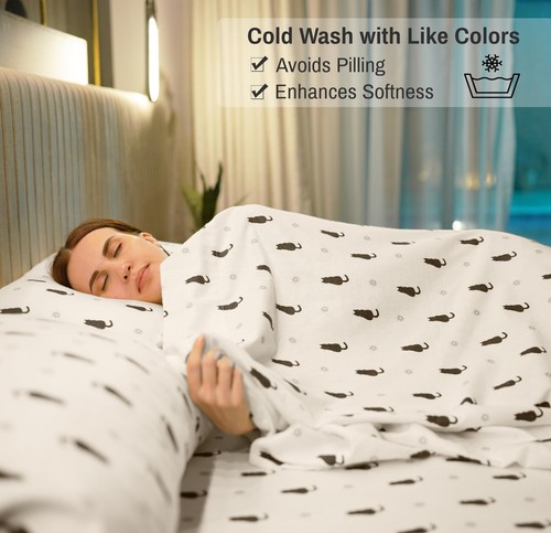 100% Cotton Flannel Sheet Set Deep Pockets Breathable Warm 170 GSM Cozy Soft - Image 56