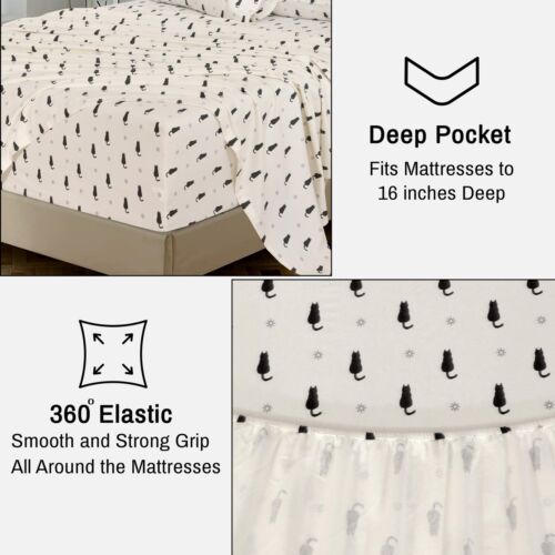 100% Cotton Flannel Sheet Set Deep Pockets Breathable Warm 170 GSM Cozy Soft - Image 59