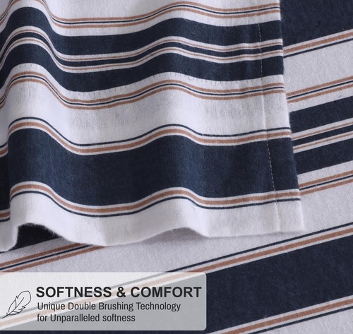 100% Cotton Flannel Sheet Set Deep Pockets Breathable Warm 170 GSM Cozy Soft - Image 65