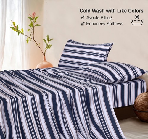 100% Cotton Flannel Sheet Set Deep Pockets Breathable Warm 170 GSM Cozy Soft - Image 68