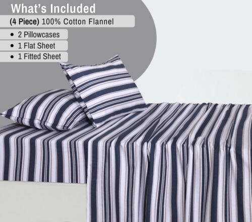 100% Cotton Flannel Sheet Set Deep Pockets Breathable Warm 170 GSM Cozy Soft - Image 69