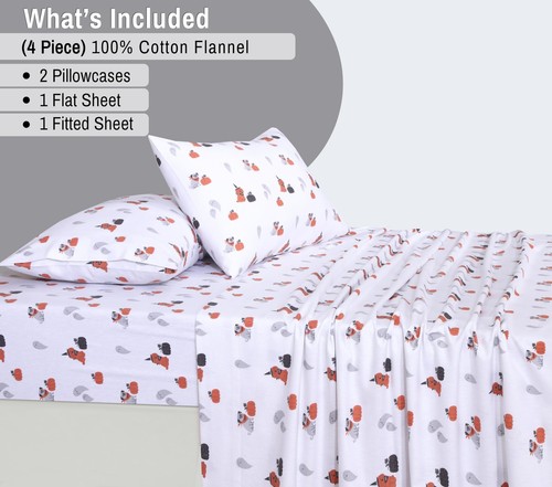 100% Cotton Flannel Sheet Set Deep Pockets Breathable Warm 170 GSM Cozy Soft - Image 75