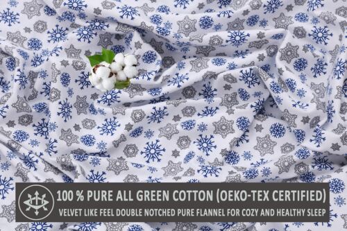 100% Cotton Flannel Sheet Set Deep Pockets Breathable Warm 170 GSM Cozy Soft - Image 83