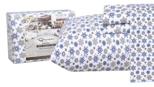 100% Cotton Flannel Sheet Set Deep Pockets Breathable Warm 170 GSM Cozy Soft - Image 84