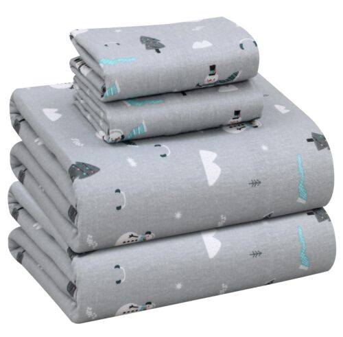 100% Cotton Flannel Sheet Set Deep Pockets Breathable Warm 170 GSM Cozy Soft - Image 86