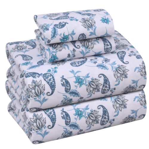 100% Cotton Flannel Sheet Set Deep Pockets Breathable Warm 170 GSM Cozy Soft - Image 93