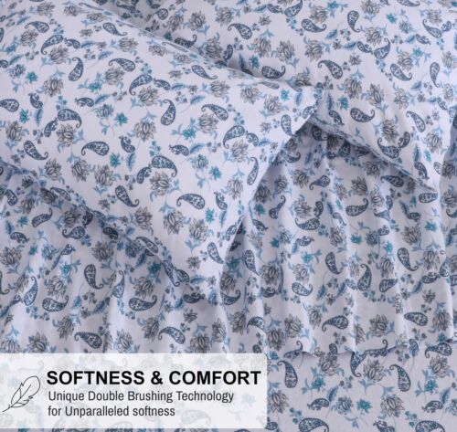 100% Cotton Flannel Sheet Set Deep Pockets Breathable Warm 170 GSM Cozy Soft - Image 96