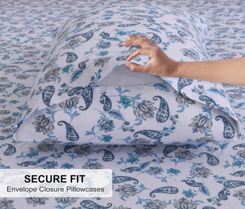 100% Cotton Flannel Sheet Set Deep Pockets Breathable Warm 170 GSM Cozy Soft - Image 99