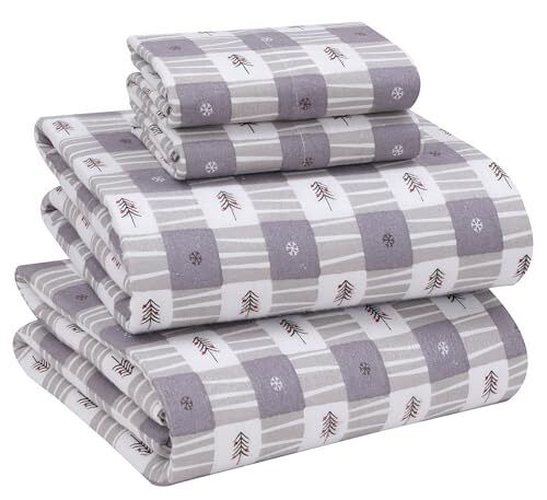 100% Cotton Flannel Sheet Set Deep Pockets Breathable Warm 170 GSM Cozy Soft - Image 101