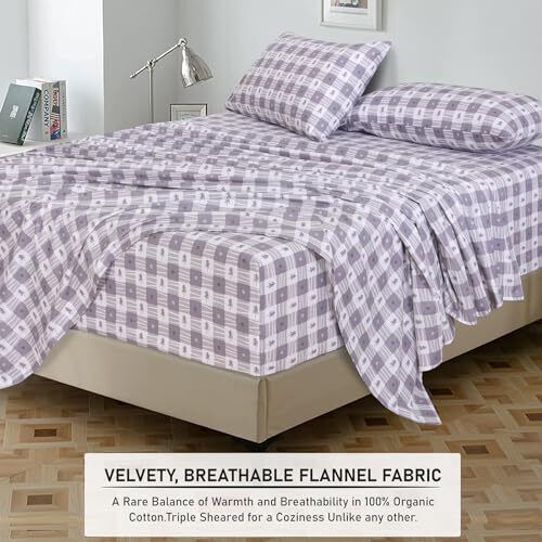100% Cotton Flannel Sheet Set Deep Pockets Breathable Warm 170 GSM Cozy Soft - Image 102