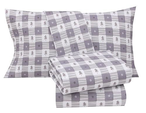 100% Cotton Flannel Sheet Set Deep Pockets Breathable Warm 170 GSM Cozy Soft - Image 105