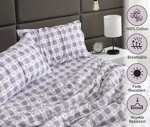 100% Cotton Flannel Sheet Set Deep Pockets Breathable Warm 170 GSM Cozy Soft - Image 107