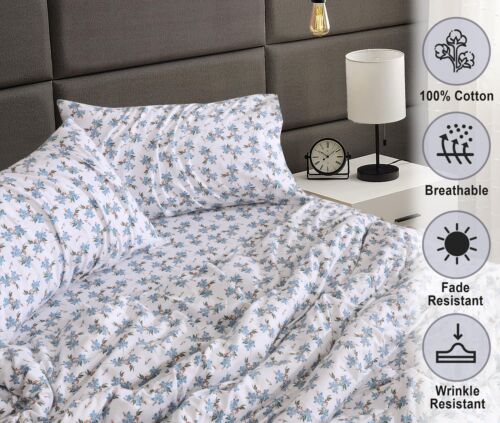 100% Cotton Flannel Sheet Set Deep Pockets Breathable Warm 170 GSM Cozy Soft - Image 110