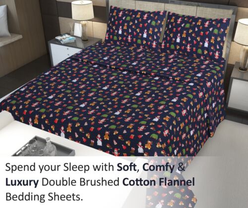 100% Cotton Flannel Sheet Set Deep Pockets Breathable Warm 170 GSM Cozy Soft - Image 130