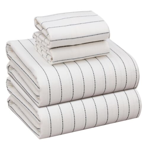 100% Cotton Flannel Sheet Set Deep Pockets Breathable Warm 170 GSM Cozy Soft - Image 133