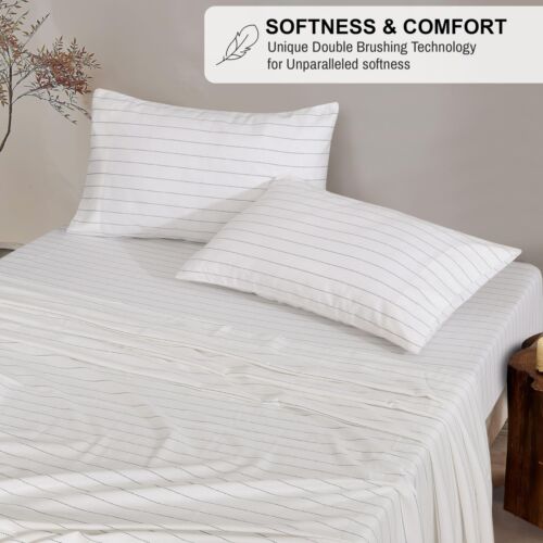 100% Cotton Flannel Sheet Set Deep Pockets Breathable Warm 170 GSM Cozy Soft - Image 136