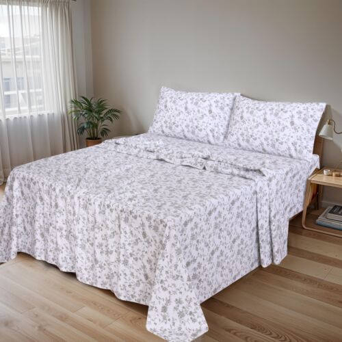 100% Cotton Flannel Sheet Set Deep Pockets Breathable Warm 170 GSM Cozy Soft - Image 140