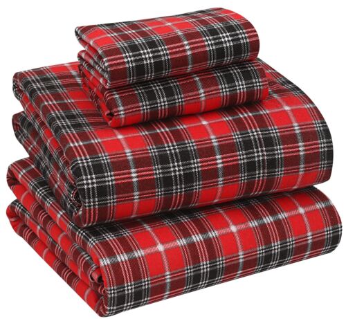 100% Cotton Flannel Sheet Set Deep Pockets Breathable Warm 170 GSM Cozy Soft - Image 146