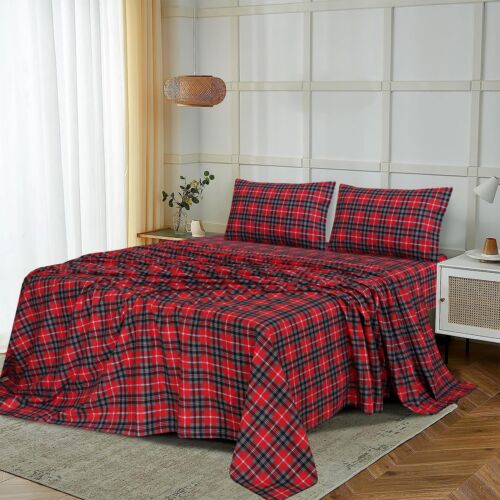 100% Cotton Flannel Sheet Set Deep Pockets Breathable Warm 170 GSM Cozy Soft - Image 147