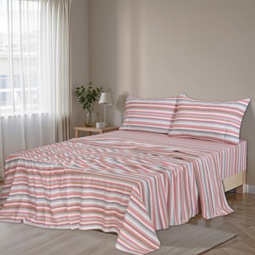 100% Cotton Flannel Sheet Set Deep Pockets Breathable Warm 170 GSM Cozy Soft - Image 156