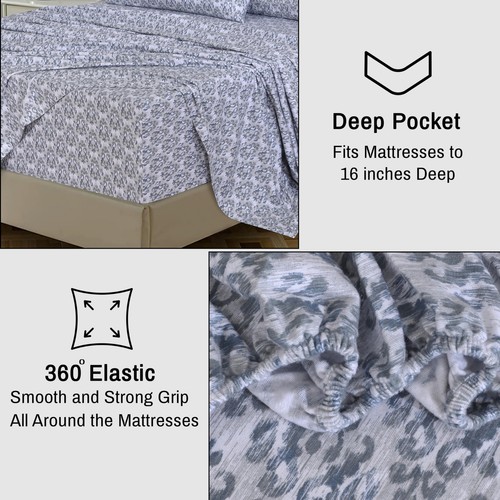 100% Cotton Flannel Sheet Set Deep Pockets Breathable Warm 170 GSM Cozy Soft - Image 166