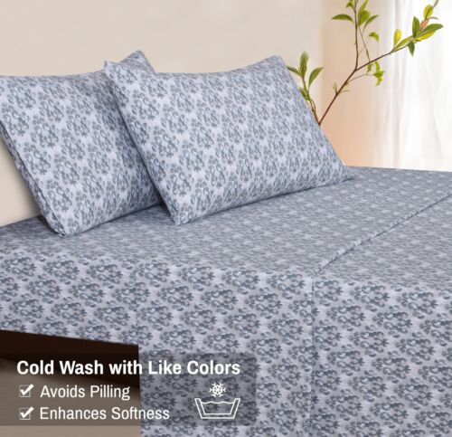 100% Cotton Flannel Sheet Set Deep Pockets Breathable Warm 170 GSM Cozy Soft - Image 167