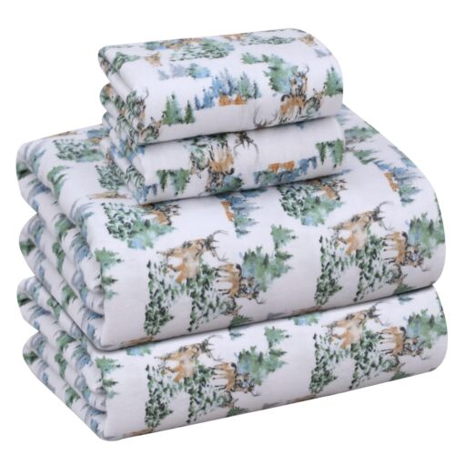 100% Cotton Flannel Sheet Set Deep Pockets Breathable Warm 170 GSM Cozy Soft - Image 169
