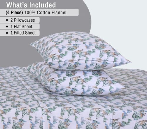 100% Cotton Flannel Sheet Set Deep Pockets Breathable Warm 170 GSM Cozy Soft - Image 170