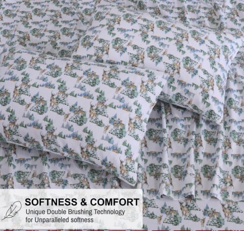 100% Cotton Flannel Sheet Set Deep Pockets Breathable Warm 170 GSM Cozy Soft - Image 172