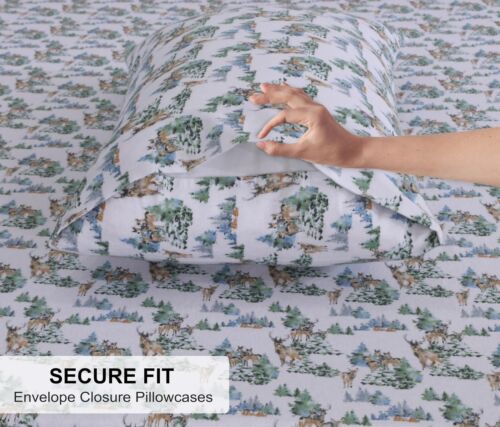 100% Cotton Flannel Sheet Set Deep Pockets Breathable Warm 170 GSM Cozy Soft - Image 175