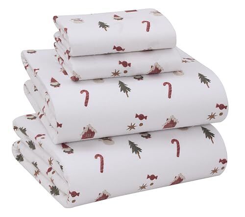 100% Cotton Flannel Sheet Set Deep Pockets Breathable Warm 170 GSM Cozy Soft - Image 176