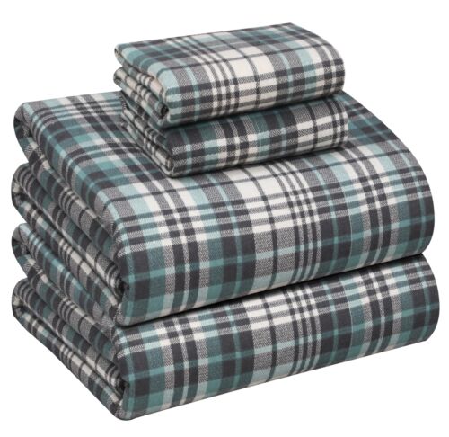 100% Cotton Flannel Sheet Set Deep Pockets Breathable Warm 170 GSM Cozy Soft - Image 184