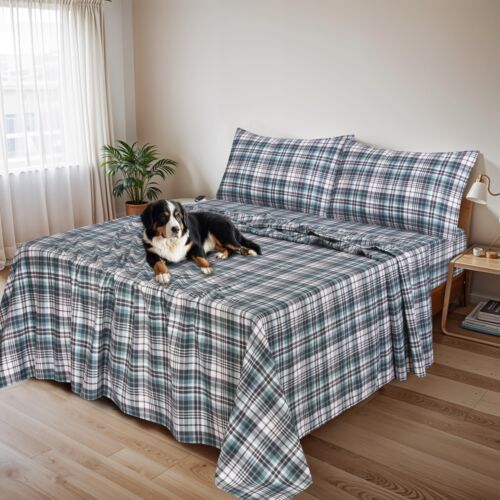 100% Cotton Flannel Sheet Set Deep Pockets Breathable Warm 170 GSM Cozy Soft - Image 185